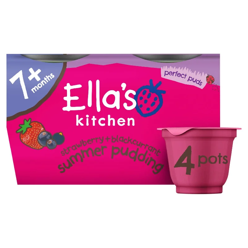  -Splash-proof food bowl AND Anti-choking slow food bowlElla's Kitchen Strawberry + Blackcurrant Summer Pudding 7 Months+ 4x80g