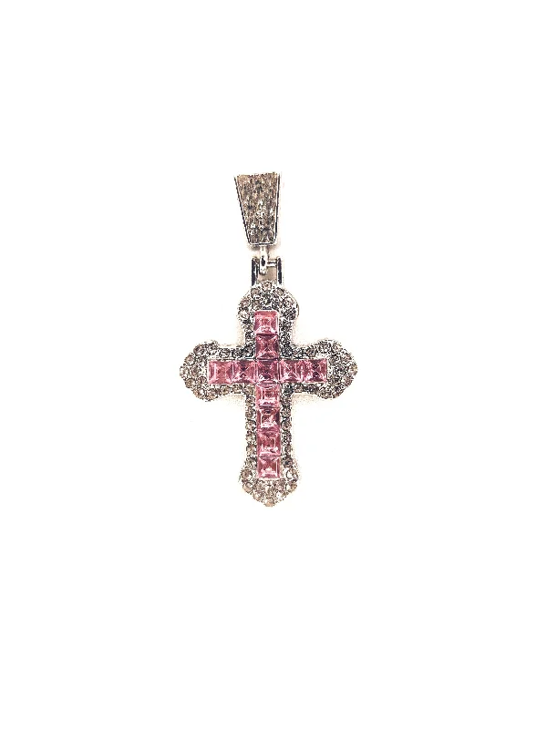 - ​​Pet toys under    yuanPink Dazzling Iced Cross pendant with Free Rope Chain