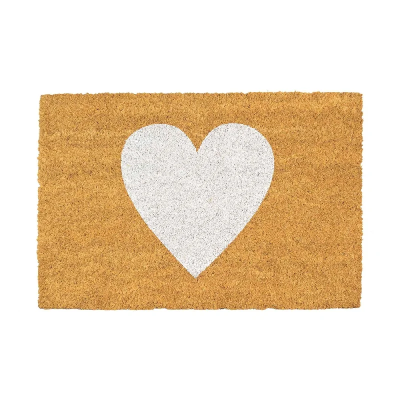 - Remote interactive pet feeder60cm x 40cm White Heart Coir Door Mat - By Nicola Spring