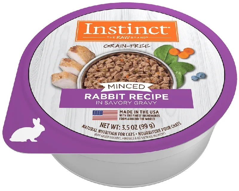    - How is Bricky cat food?  Instinct Adult Grain Free Minced Recipe with Real Rabbit Natural Cat food Cups