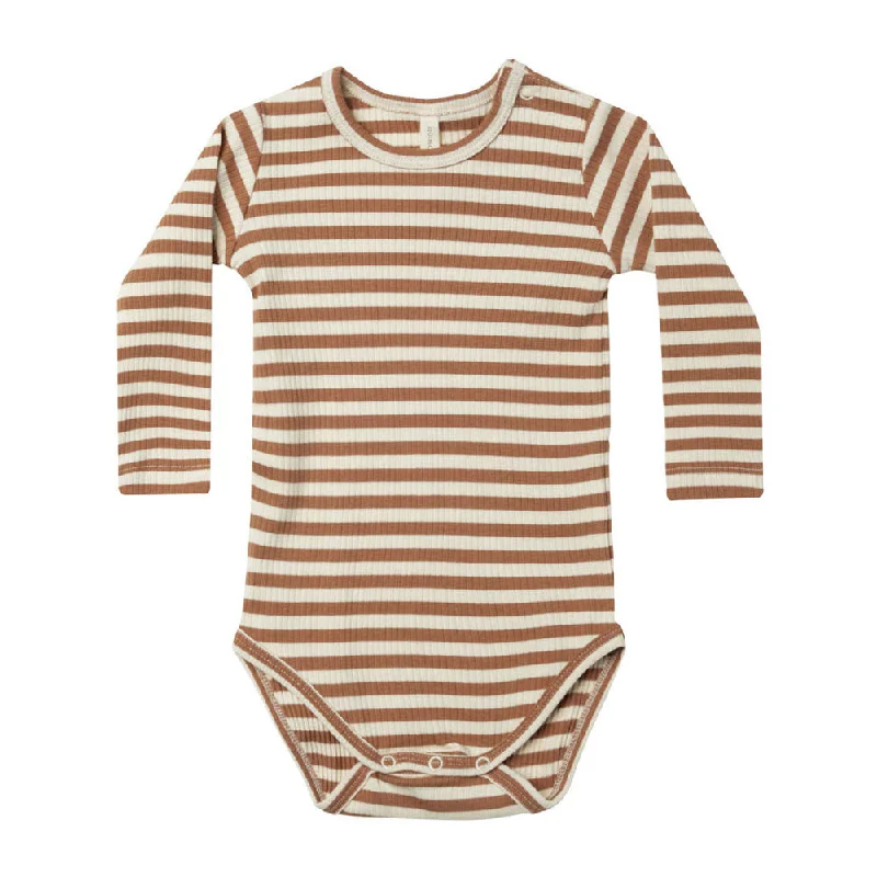 - Solid wood cat climbing frame customizedQuincy Mae Cinnamon Stripe Ribbed Long Sleeve Bodysuit