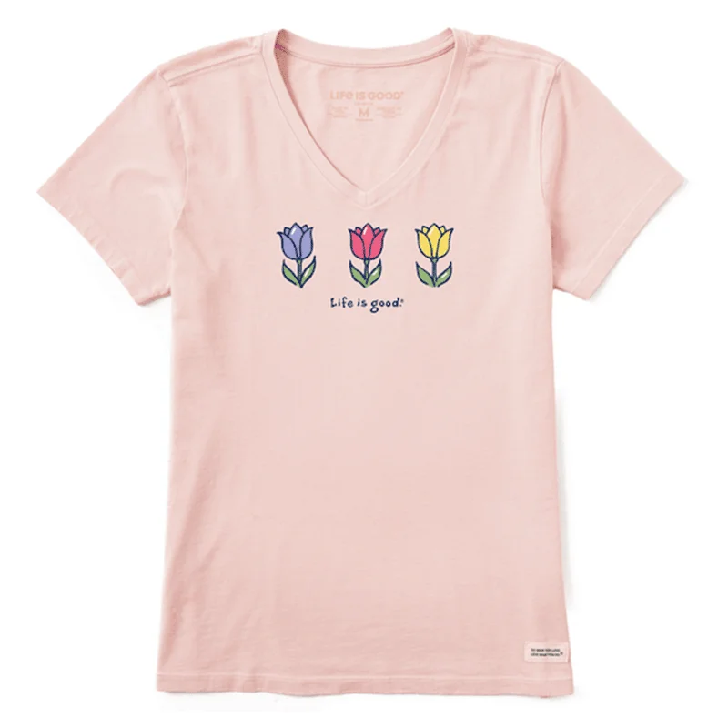 - Foldable and portable cat bagWomen's Three Tulips Short Sleeve Vee