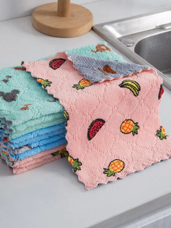 - Foldable and portable cat bag5pcs Kitchen Dishcloths, Reusable Dish Cellulose Sponge Cloths, Super Absorbent Coral Fleece Cleaning Cloths, Washable Fast Drying Towels