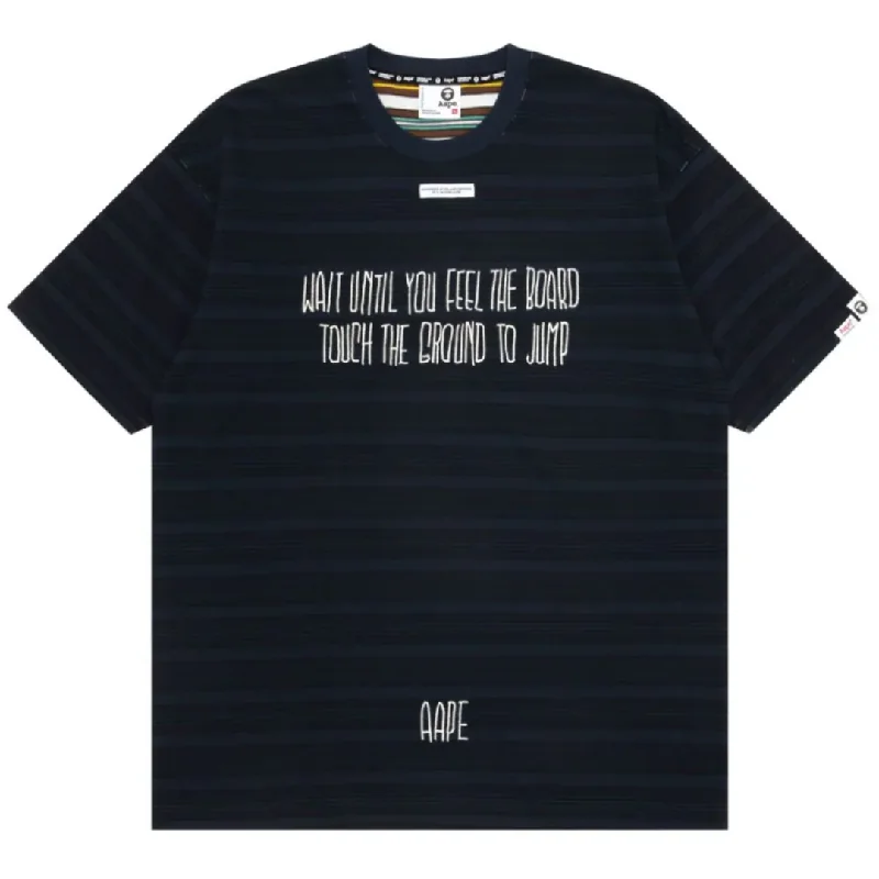 - Remote interactive pet feederAAPE BY *A BATHING APE® slogan-embroidered striped T-shirt