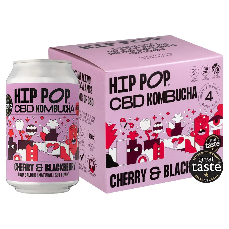 - Deodorizing cat litter tofu litterHip Pop CBD Cherry & Blackberry Kombucha 4x330ml