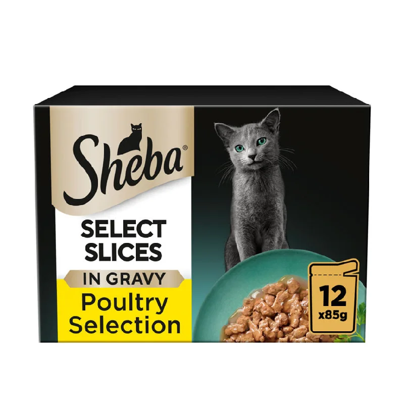  . **Ingredient-Related**  Sheba Select Slices Cat Food Pouches Poultry in Gravy