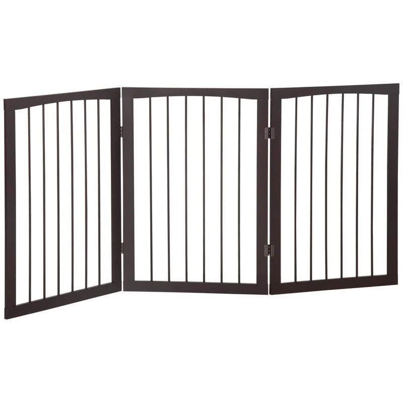 - Parrot climbing and standing wooden framePawHut Pet Gate 160L1.2D76H cm Free Standing Folding Pet/Child Safety Fence-Dark Brown