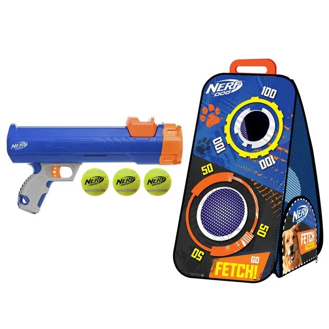 Pet ProductsNerf Tennis Ball Blaster with Target Game Dog Toy