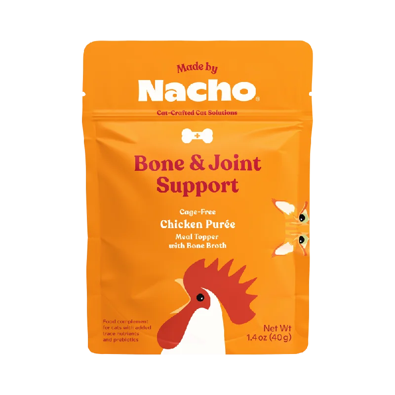 - Cat stress soothing sprayMade By Nacho Bone & Joint Support Cage-Free Chicken Puree Meal Topper With Bone Broth