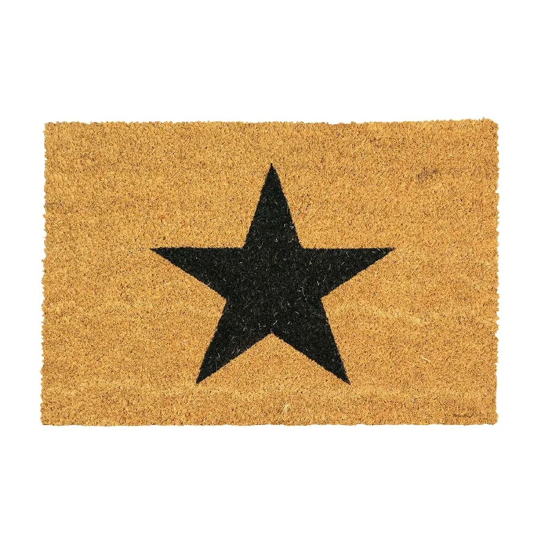 - ​​Christmas pet Christmas clothing60cm x 40cm Black Star Coir Door Mat - By Nicola Spring